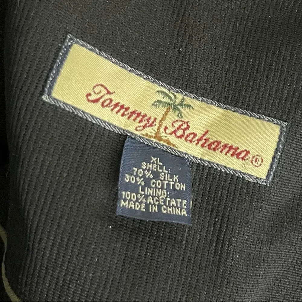 TOMMY BAHAMA Mens Black Jacket Lightweight Silk Blend Lined Full Zip Size XL